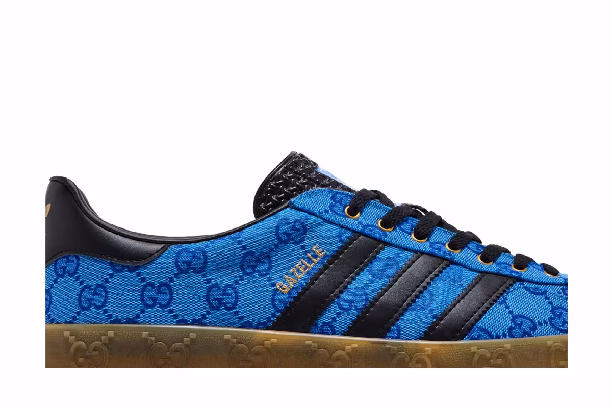 adidas x Gucci Gazelle Blue GG Monogram, view 3