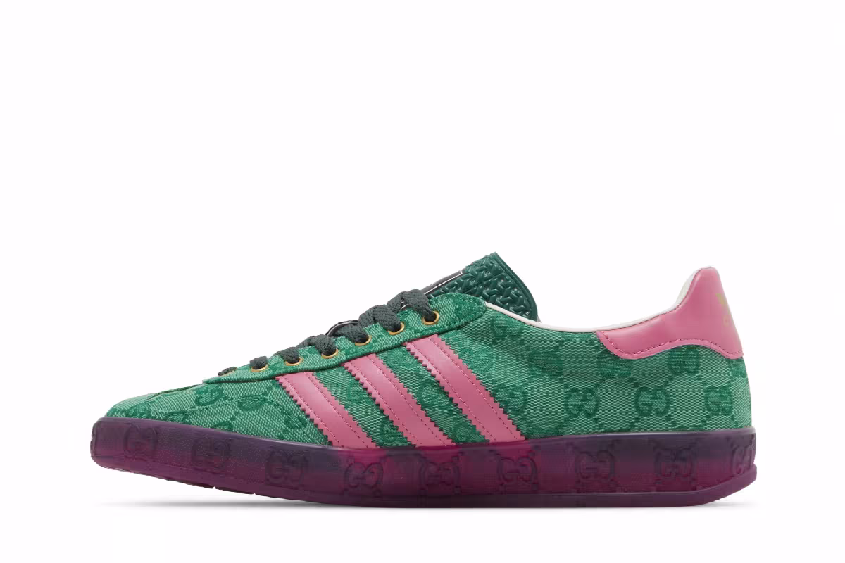 Gucci x adidas Women's Gazelle Green GG Monogram, view 4