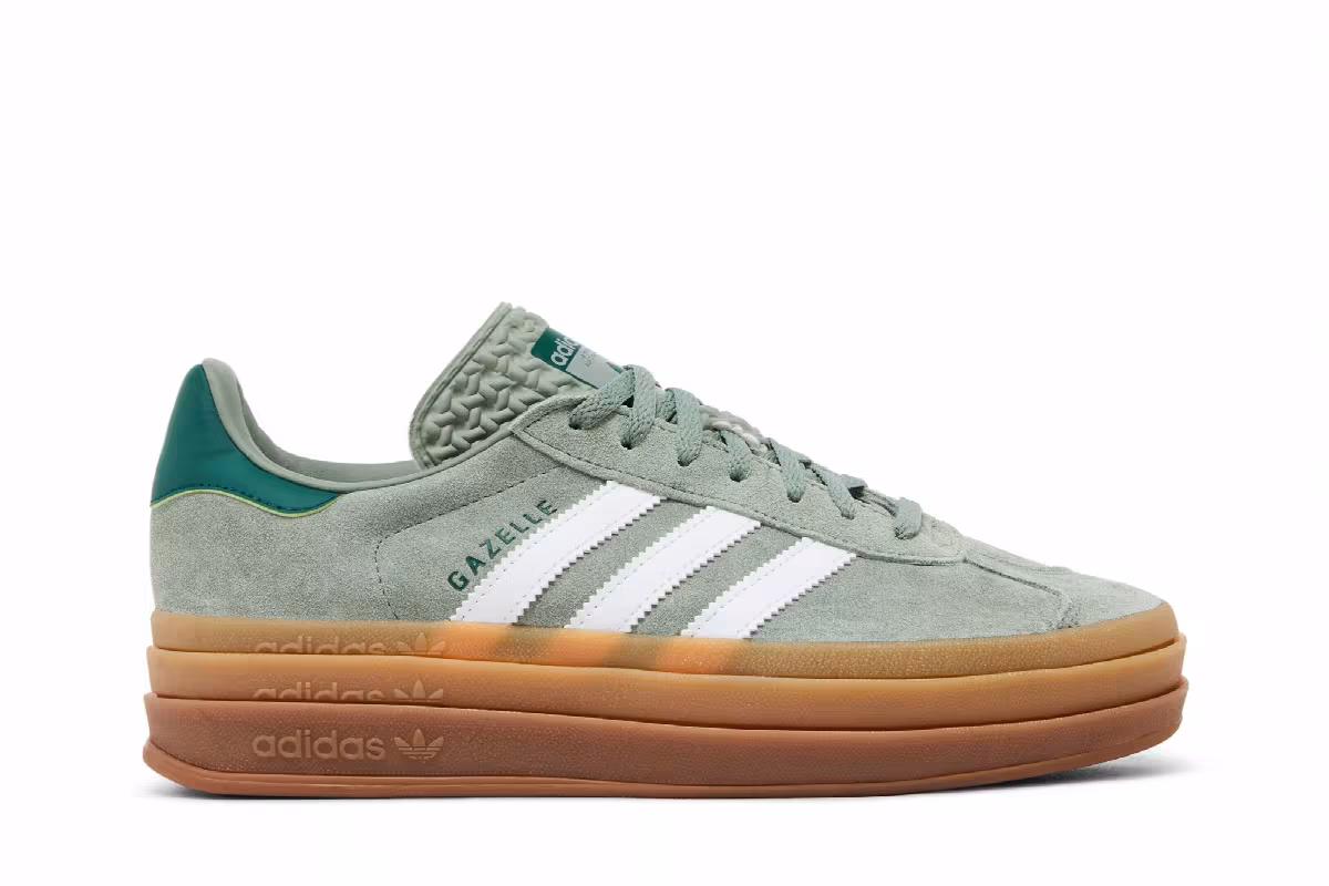 adidas Women's Gazelle Bold Silver Green Gum, view 2