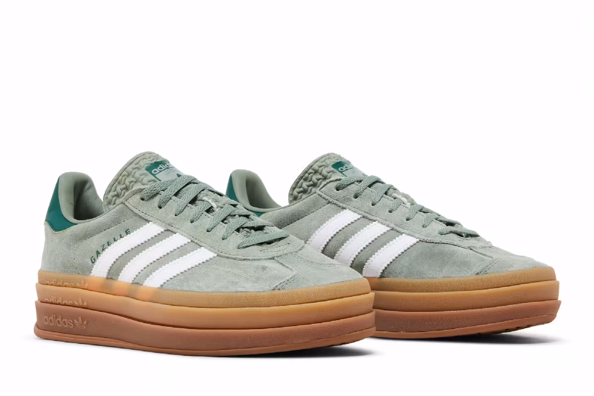adidas Women's Gazelle Bold Silver Green Gum, view 9