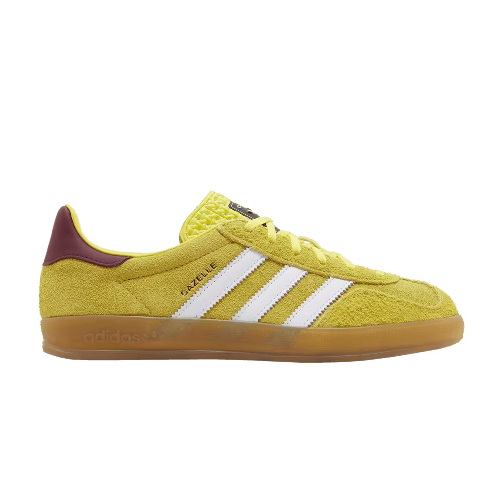 adidas Women's Gazelle Indoor Bright Yellow Burgundy