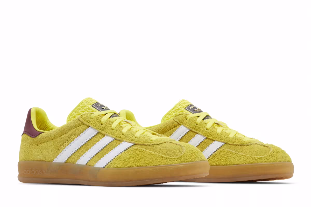 adidas Women's Gazelle Indoor Bright Yellow Burgundy, view 9
