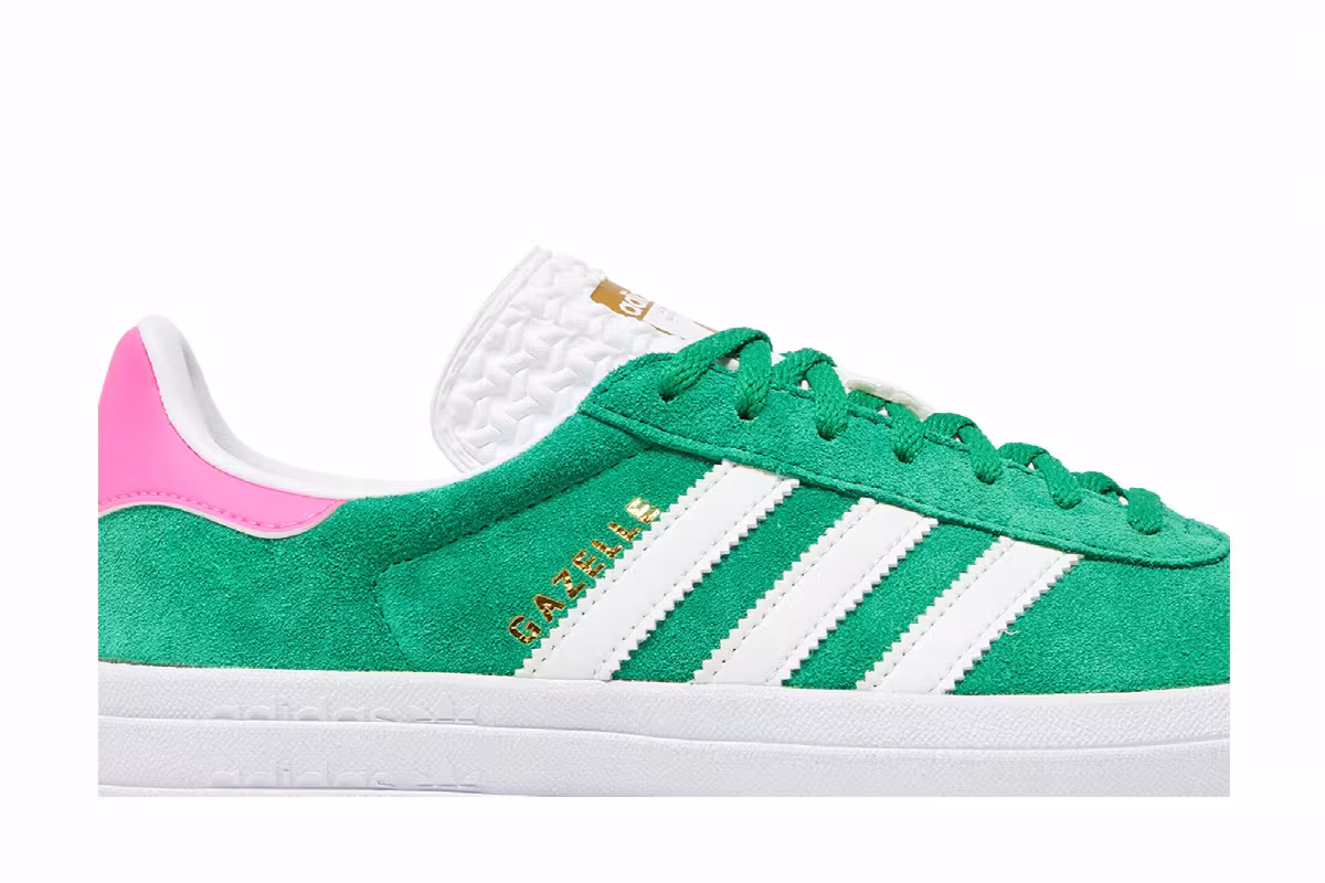 adidas Women's Gazelle Bold Green Lucid Pink, view 3