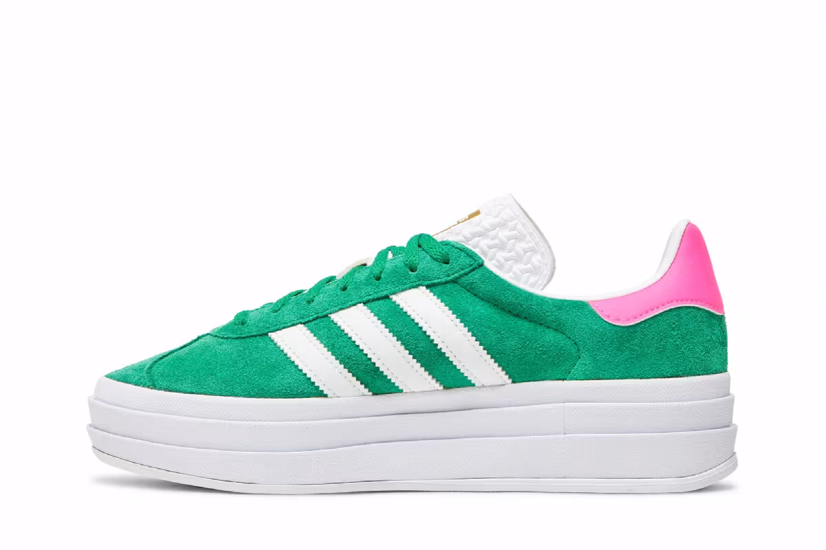 adidas Women's Gazelle Bold Green Lucid Pink, view 4