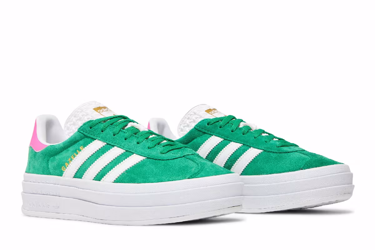 adidas Women's Gazelle Bold Green Lucid Pink, view 9