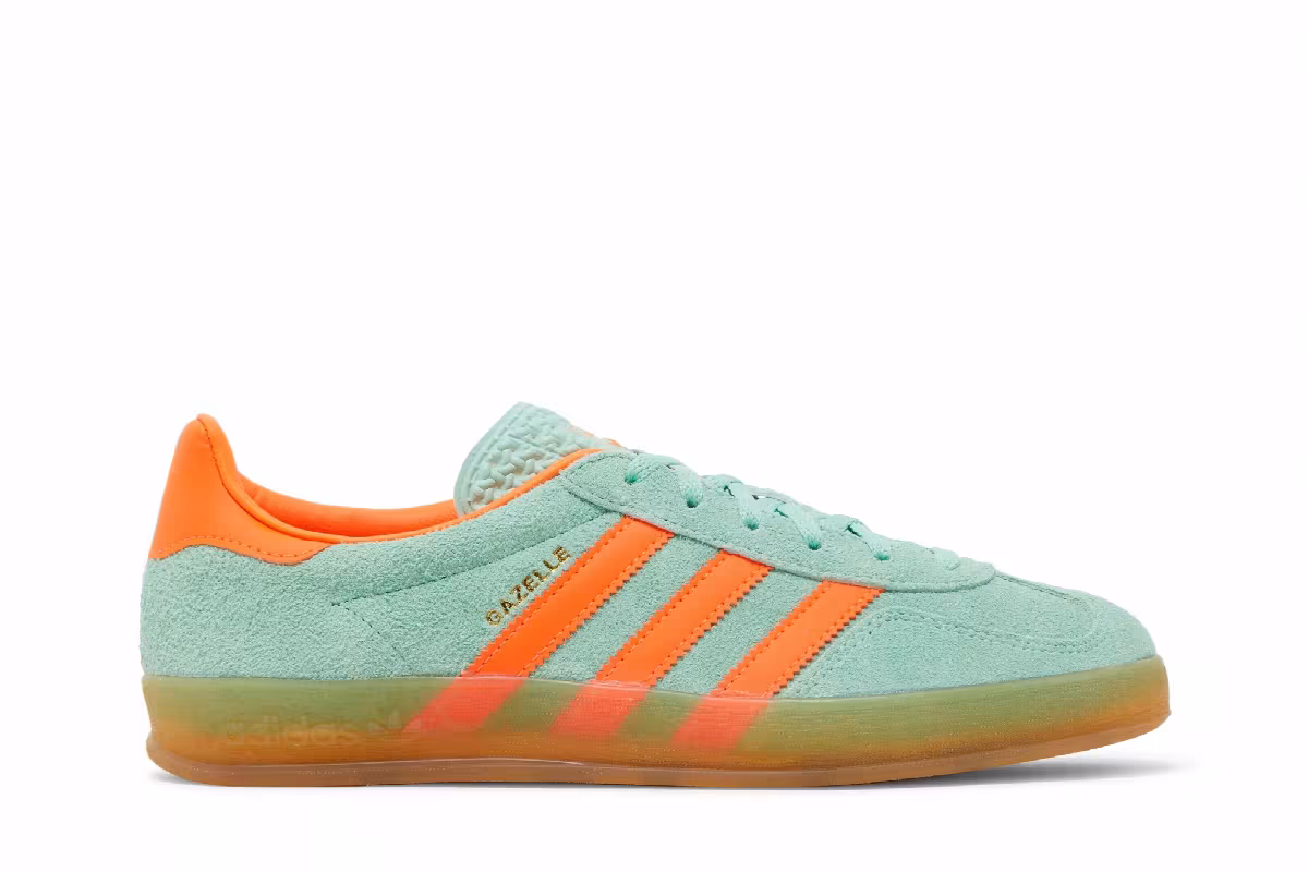 adidas Women's Gazelle Indoor Pulse Mint Solar Orange, view 2