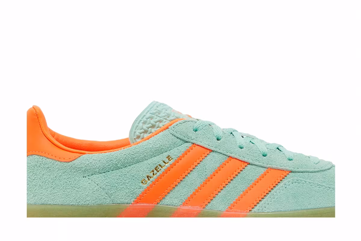 adidas Women's Gazelle Indoor Pulse Mint Solar Orange, view 3