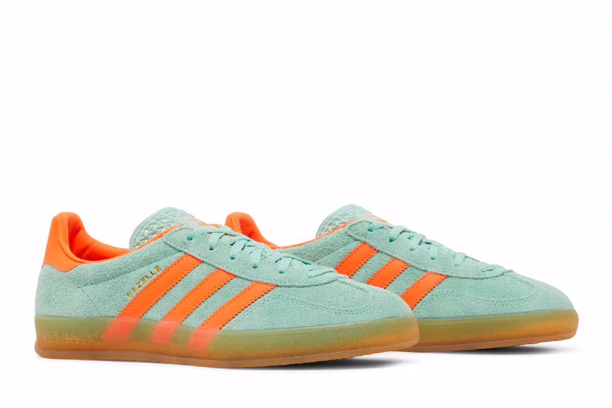adidas Women's Gazelle Indoor Pulse Mint Solar Orange, view 9