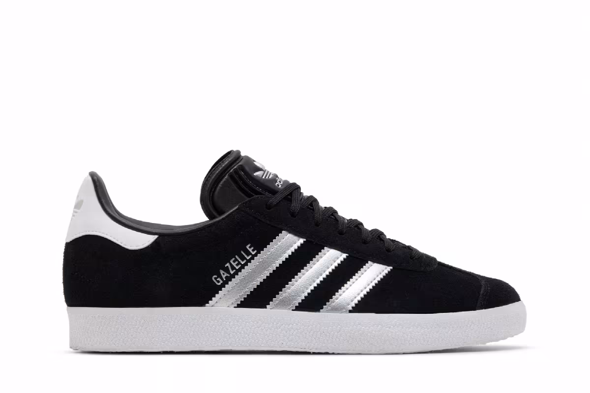 adidas Women's Gazelle Black Silver Metallic, view 2