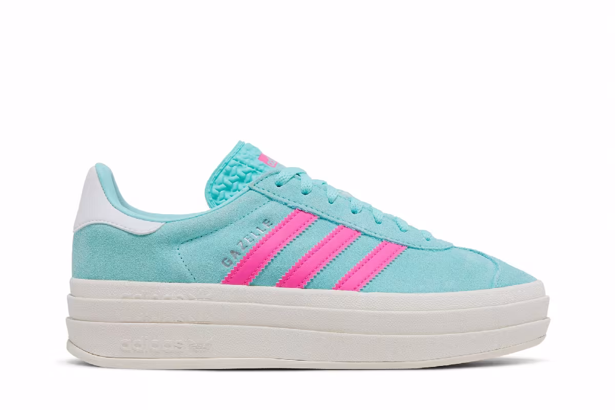 adidas Women's Gazelle Bold Flash Aqua Lucid Pink, view 2