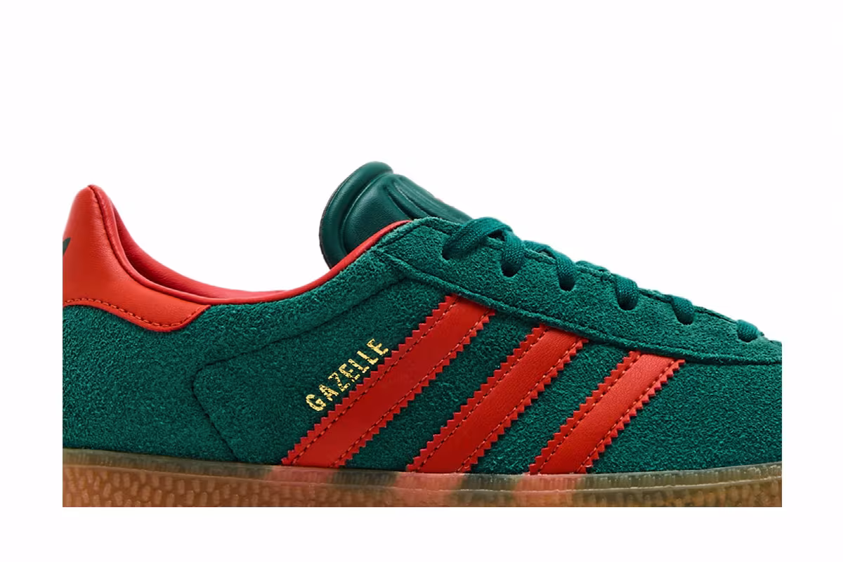 adidas Gazelle J Collegiate Green Preloved Red, view 3