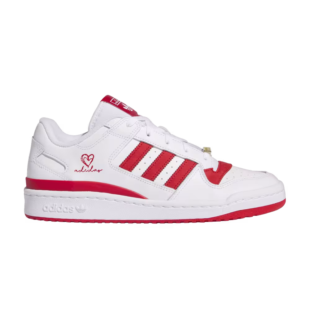 Adidas Forum Low Classic White Scarlet Embroidered Heart