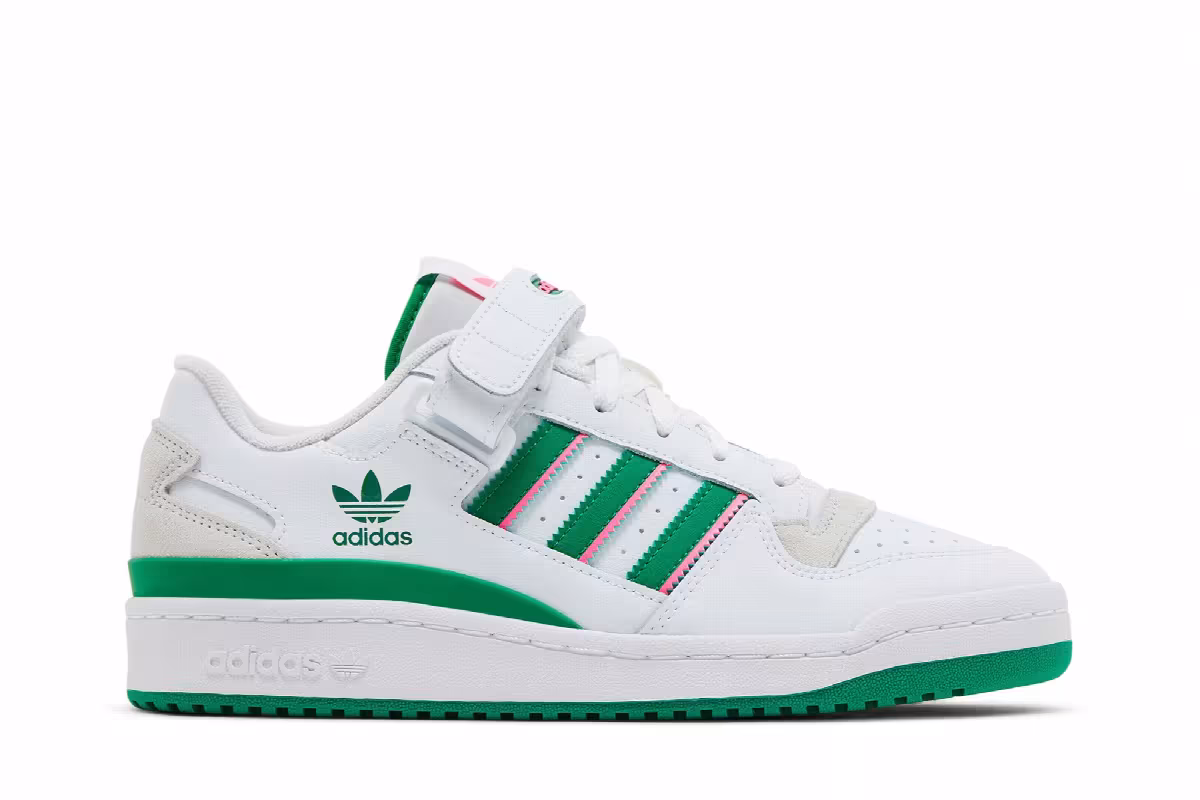 adidas Women's Forum Low White Green Pink, view 2