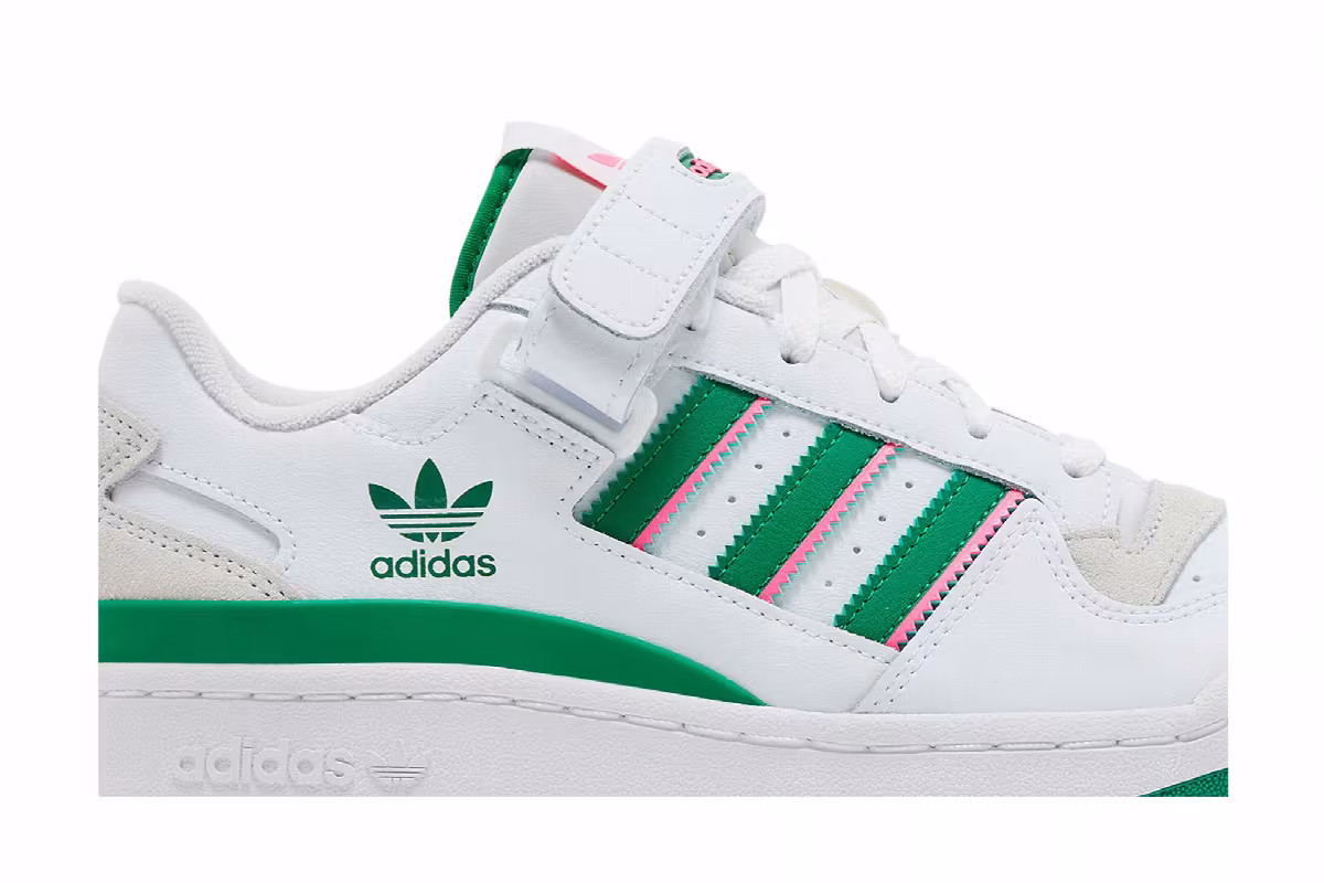 adidas Women's Forum Low White Green Pink, view 3