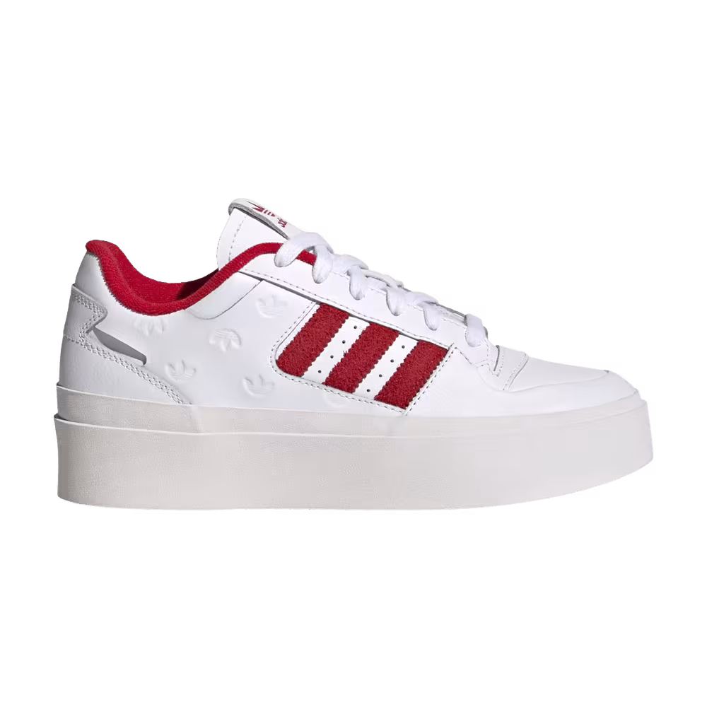 Adidas Women's Forum Bonega Allover Debossed Trefoils - White Scarlet