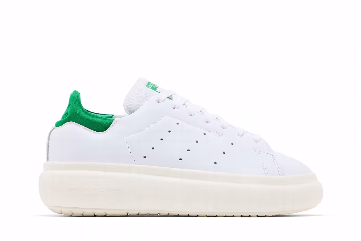 adidas Women's Stan Smith Platform White Green, view 2