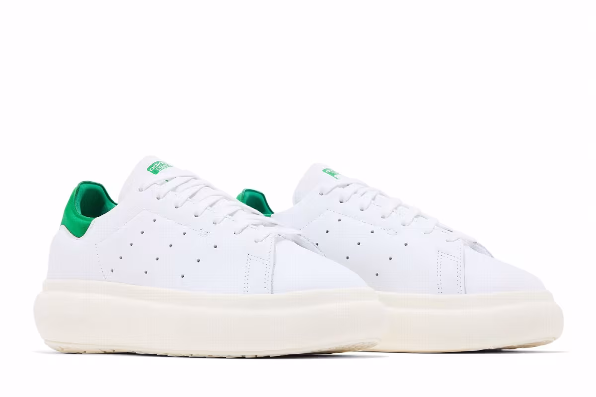 adidas Women's Stan Smith Platform White Green, view 9