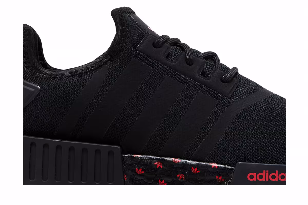adidas NMD_R1 Black Scarlet Trefoil Midsole, view 3
