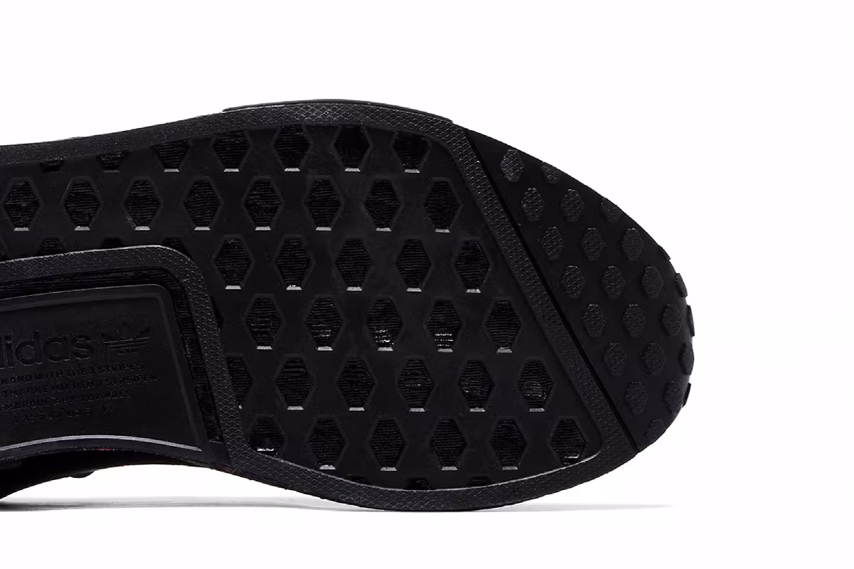 adidas NMD_R1 Black Scarlet Trefoil Midsole, view 6