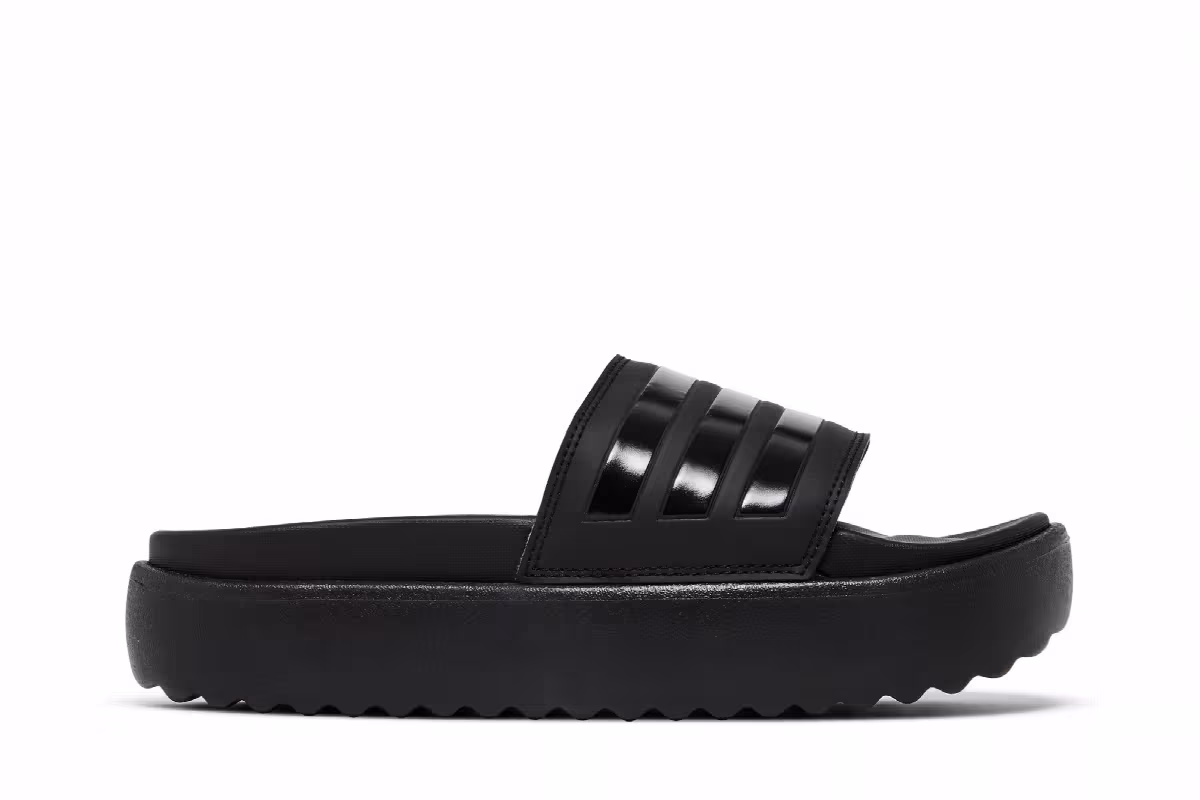 adidas Women's Adilette Platform Slide Triple Black, view 2