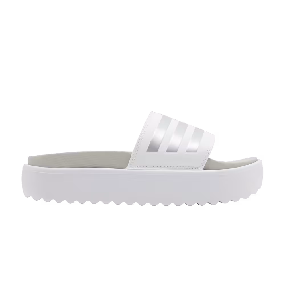Adidas Women's Adilette Platform Slide White Zero Metallic