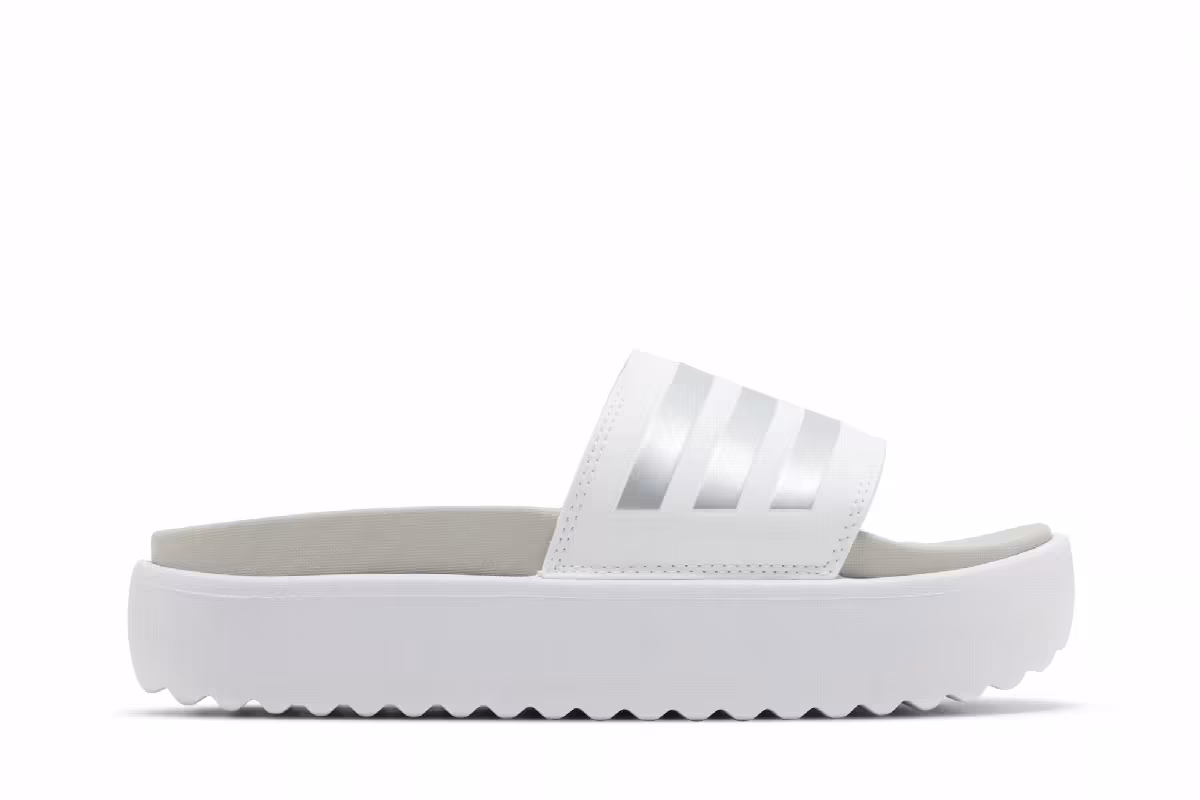 Adidas Women's Adilette Platform Slide White Zero Metallic, view 2