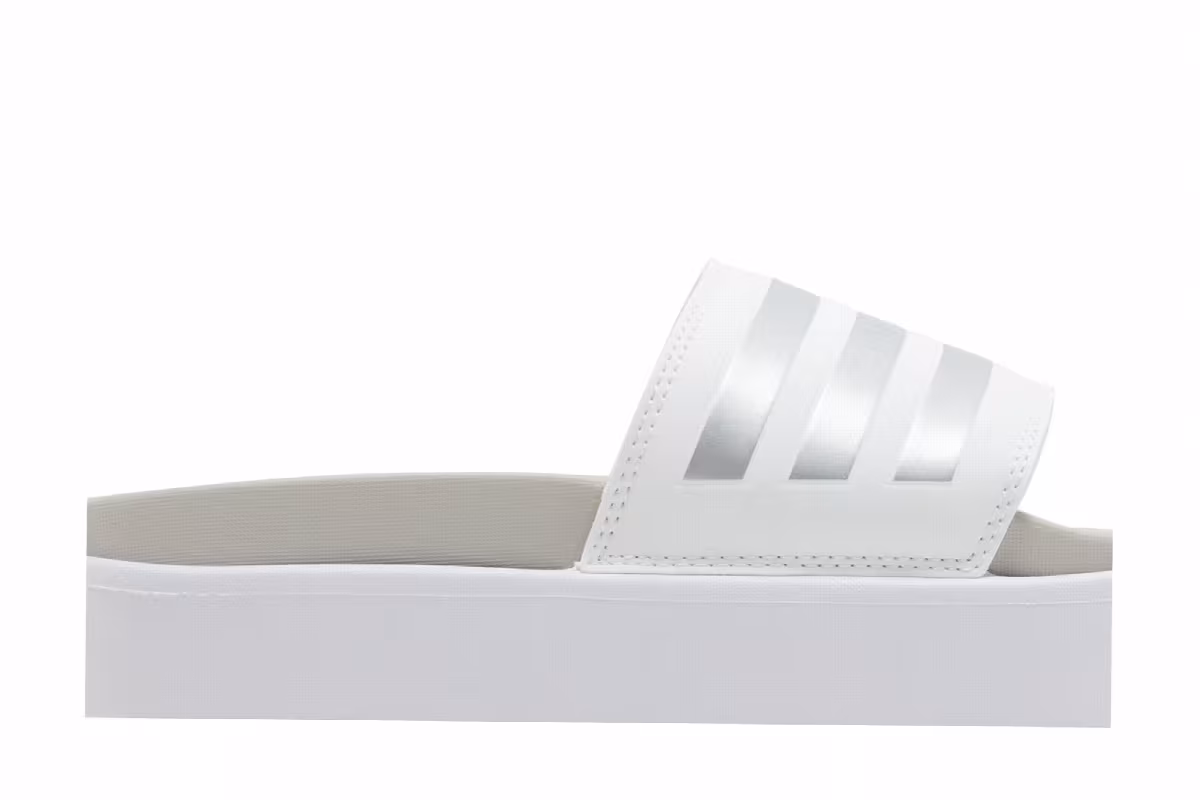 Adidas Women's Adilette Platform Slide White Zero Metallic, view 3
