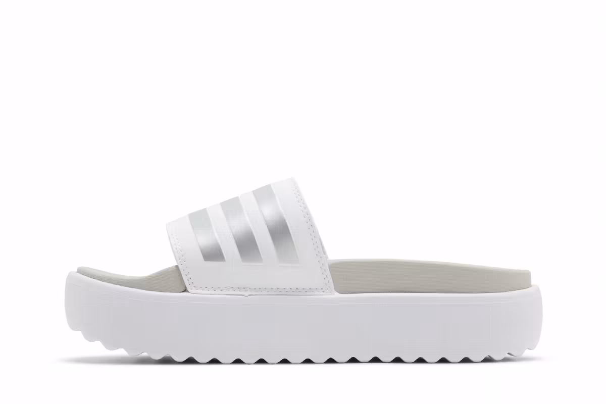 Adidas Women's Adilette Platform Slide White Zero Metallic, view 4