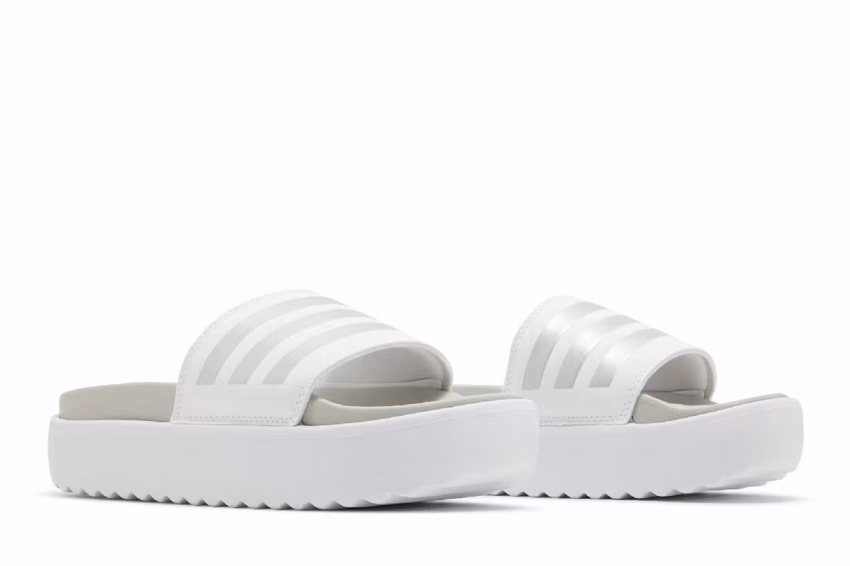 Adidas Women's Adilette Platform Slide White Zero Metallic, view 9