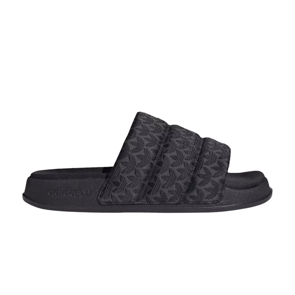 Adidas Women's Adilette Essential Slides Trefoil Monogram - Black