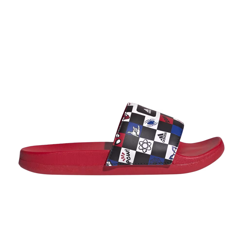 Disney x adidas Adilette Comfort Slide J Spider-Man Checkerboard