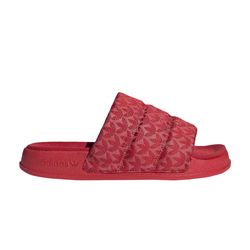 Adidas Women's Adilette Essential Slides Trefoil Monogram - Scarlet