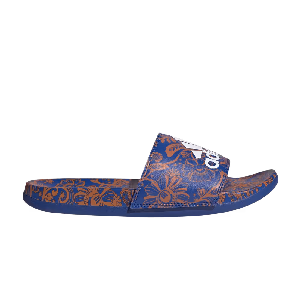 Adidas Women's Adilette Comfort Slide Floral - Royal Blue