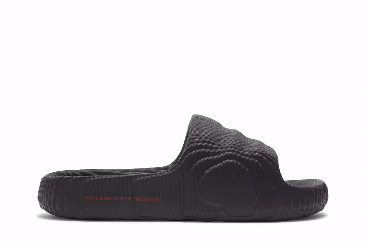 adidas Adilette 22 Slides Black Scarlet, view 2