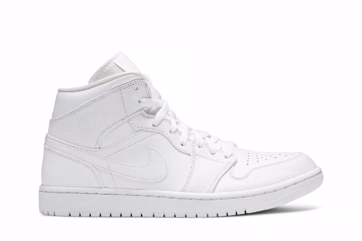 Air Jordan 1 Mid Triple White 2020, view 2