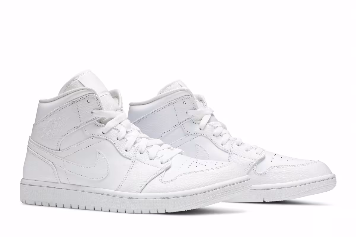 Air Jordan 1 Mid Triple White 2020, view 9