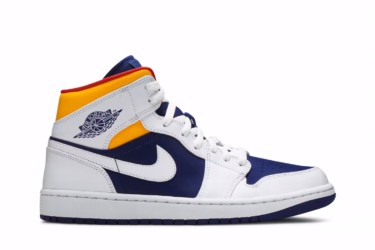 Air Jordan 1 Mid White Deep Royal Blue, view 2
