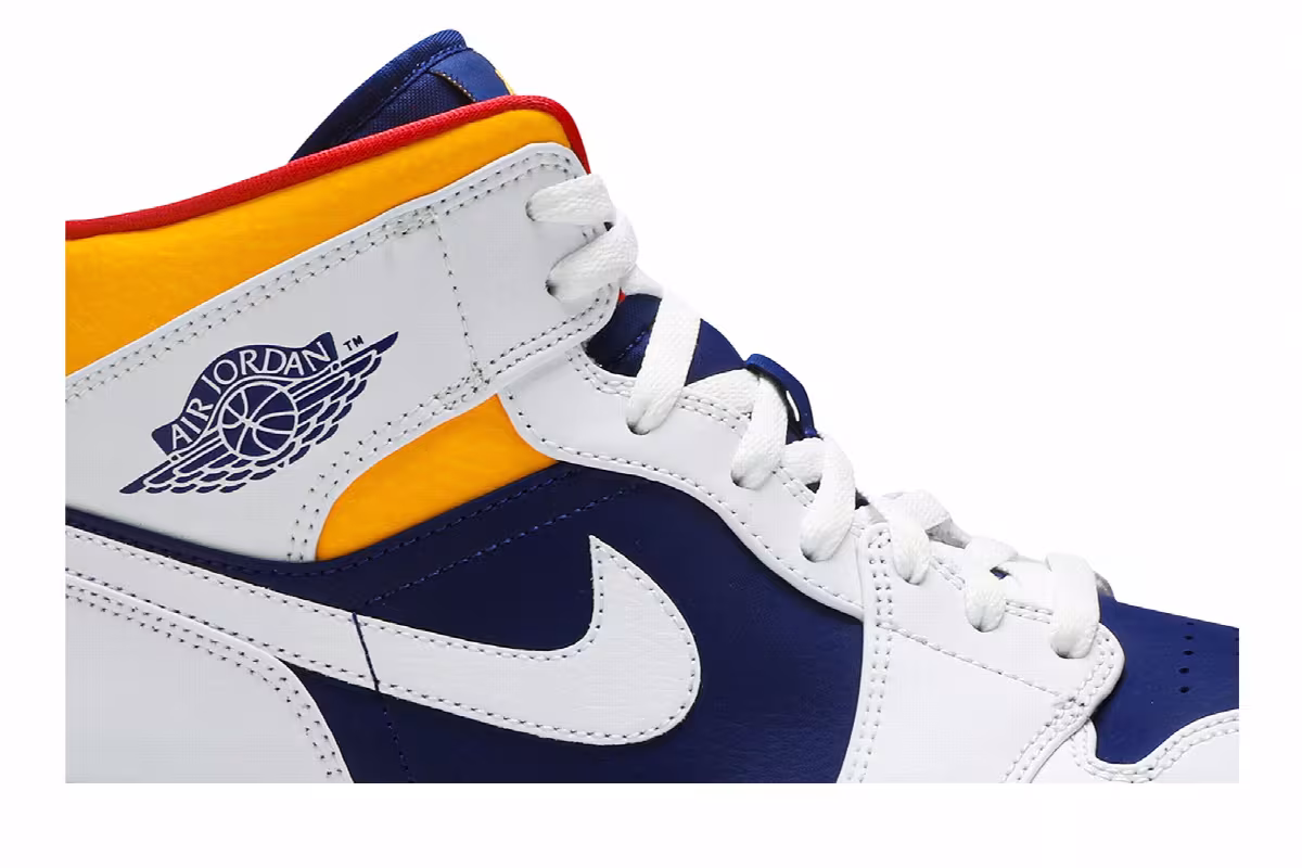 Air Jordan 1 Mid White Deep Royal Blue, view 3