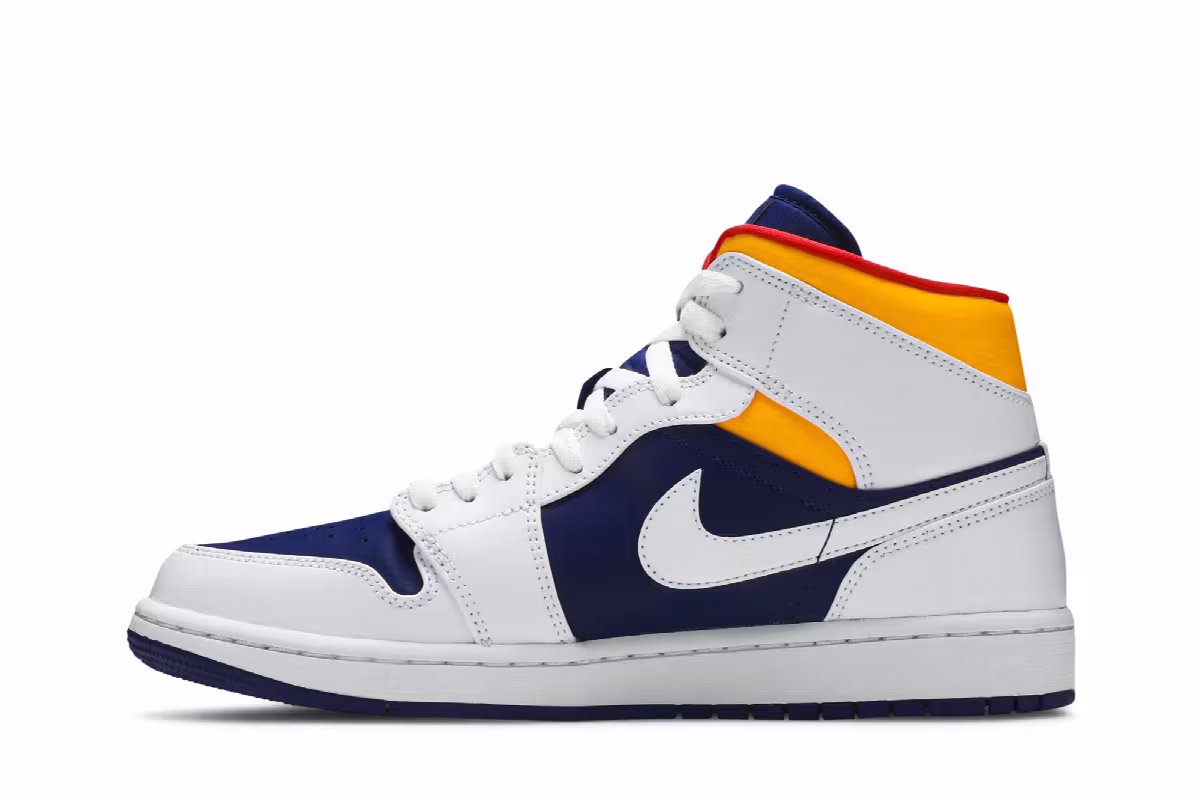 Air Jordan 1 Mid White Deep Royal Blue, view 4