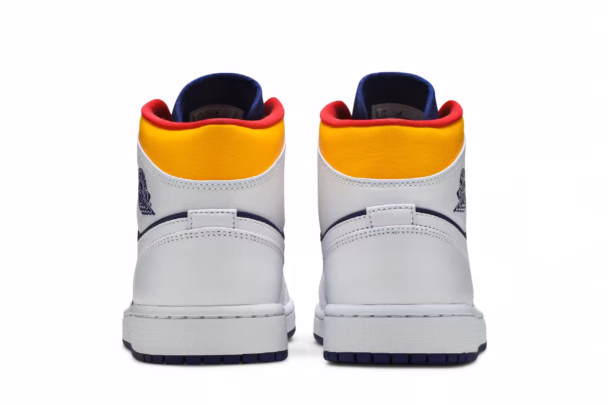 Air Jordan 1 Mid White Deep Royal Blue, view 7