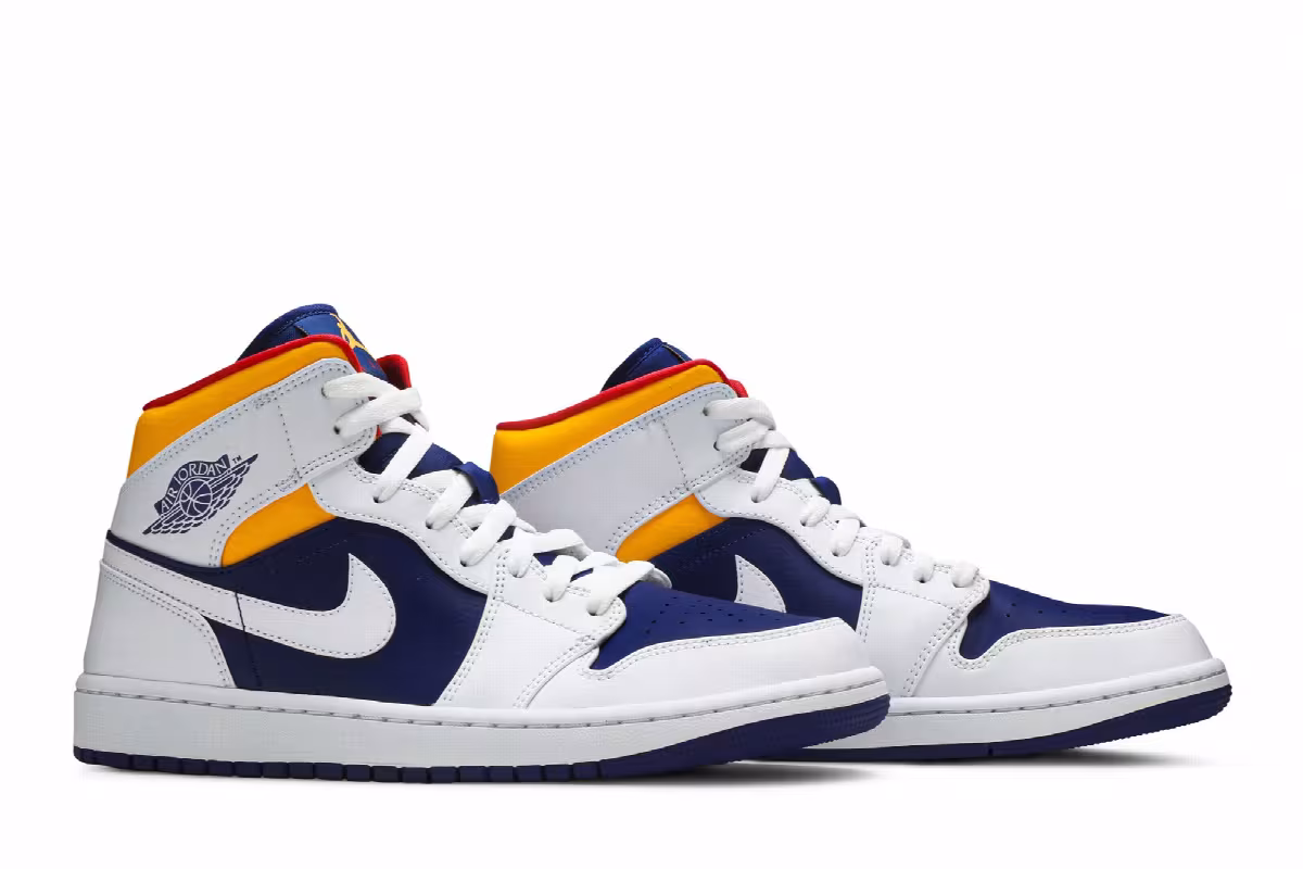 Air Jordan 1 Mid White Deep Royal Blue, view 9