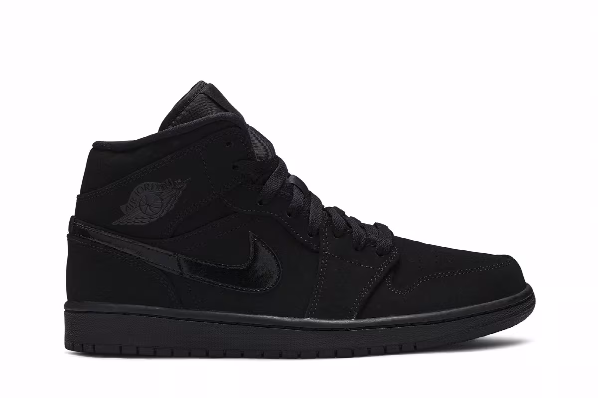 Air Jordan 1 Mid Triple Black Suede, view 2