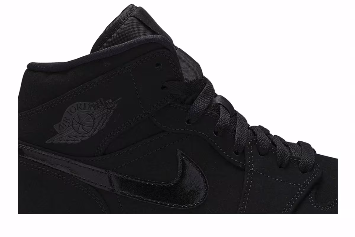 Air Jordan 1 Mid Triple Black Suede, view 3