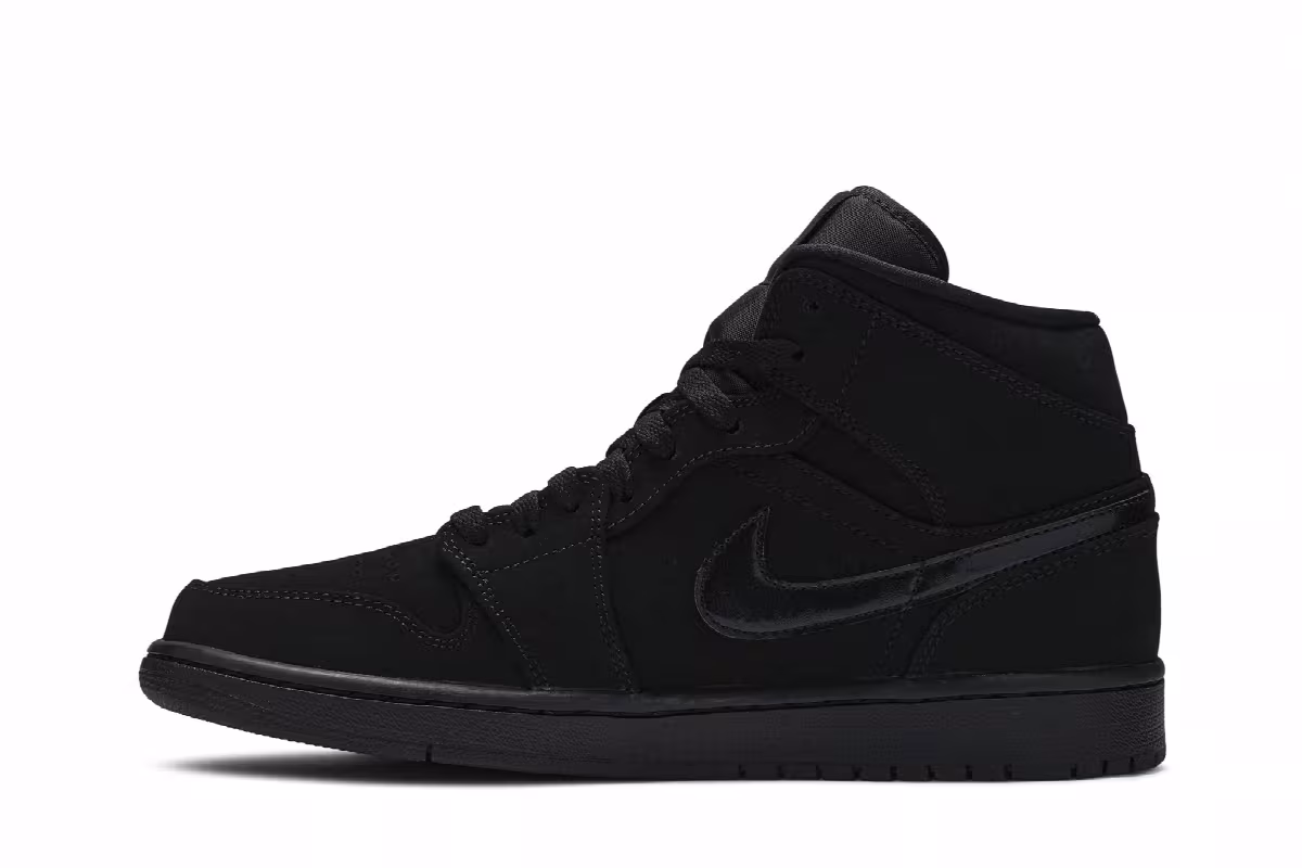 Air Jordan 1 Mid Triple Black Suede, view 4