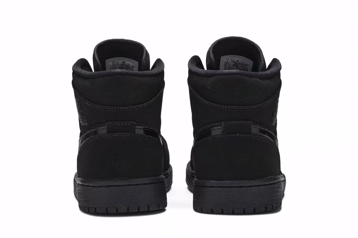 Air Jordan 1 Mid Triple Black Suede, view 7