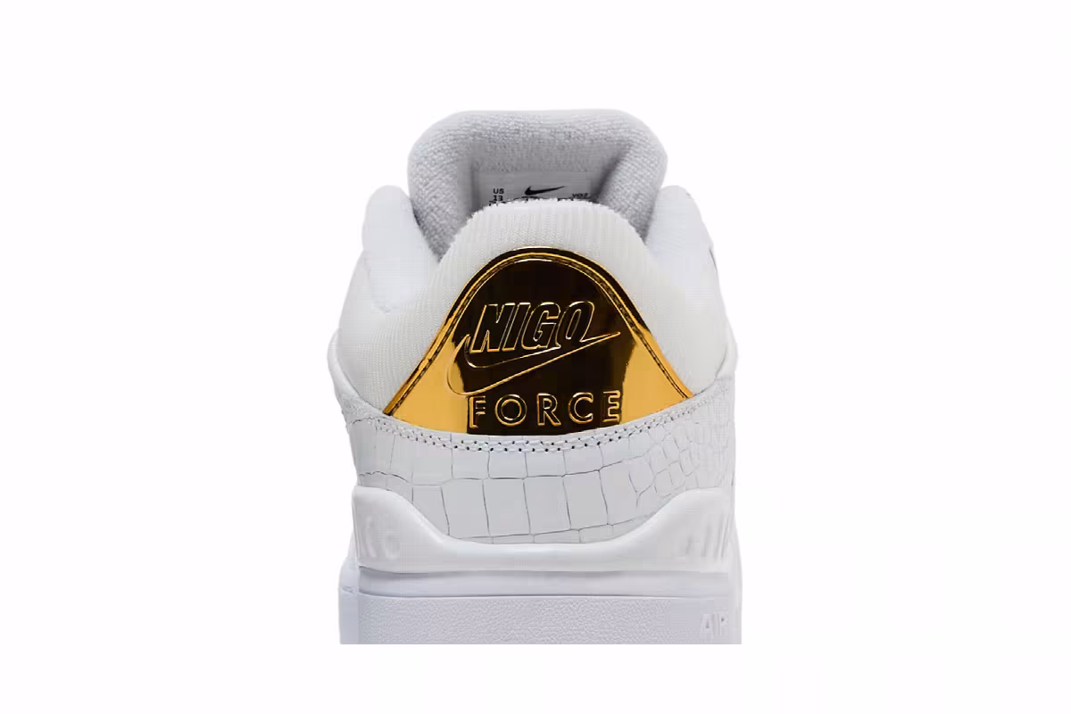 Nigo x Nike Air Force 3 Low White Metallic Gold, view 8