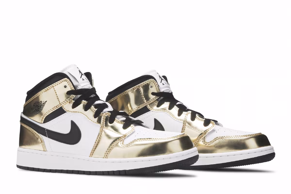 Air Jordan 1 Mid SE GS Metallic Gold, view 9