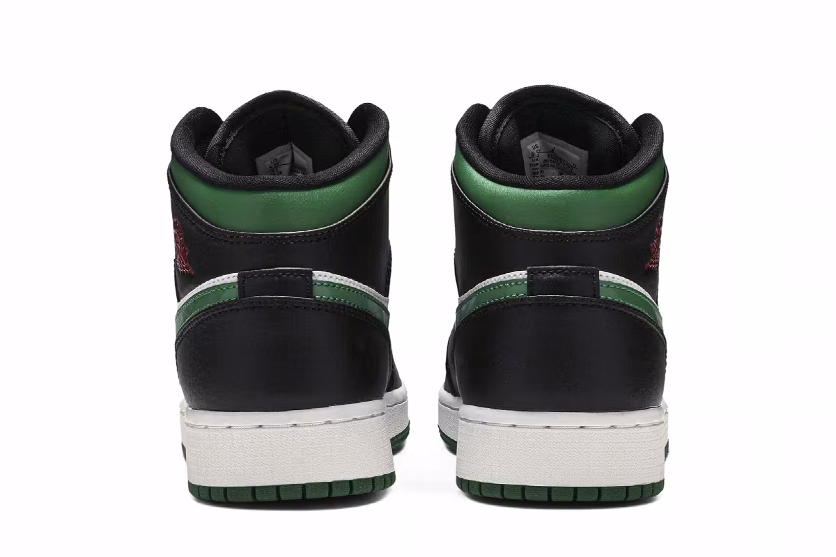 Air Jordan 1 Mid GS Black Pine Green, view 7