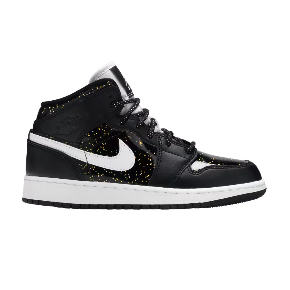 Air Jordan 1 Mid SE GS Black Glitter