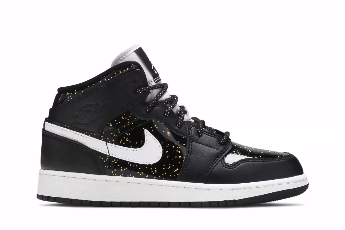 Air Jordan 1 Mid SE GS Black Glitter, view 2